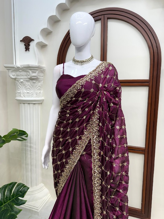 TEXTILEDEAL D.NO KD-647 WHOLESALE FENDY SILK HEAVY BEADS WORK DESIGNER SAREES FOR WOMEN EXPORTER