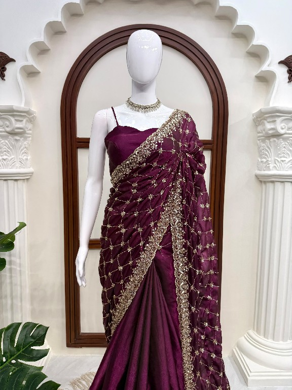 TEXTILEDEAL D.NO KD-647 WHOLESALE FENDY SILK HEAVY BEADS WORK DESIGNER SAREES FOR WOMEN EXPORTER