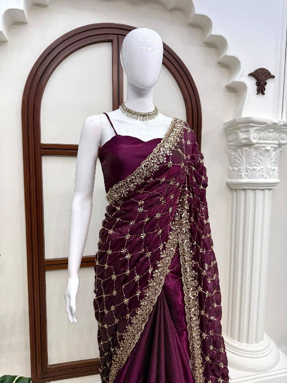 TEXTILEDEAL D.NO KD-647 WHOLESALE FENDY SILK HEAVY BEADS WORK DESIGNER SAREES FOR WOMEN EXPORTER