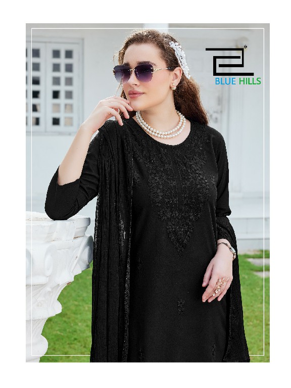 BLUE HILLS HAANIA WHOLESALE READYMADE RAYON WITH WORK BIG SIZE TRENDY STYLISH 3 PCS SUITS EXPORTER