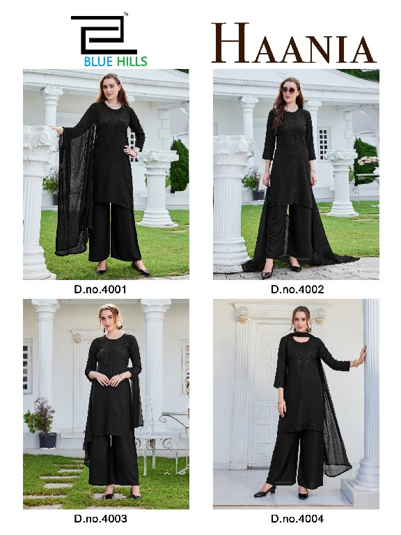BLUE HILLS HAANIA WHOLESALE READYMADE RAYON WITH WORK BIG SIZE TRENDY STYLISH 3 PCS SUITS EXPORTER