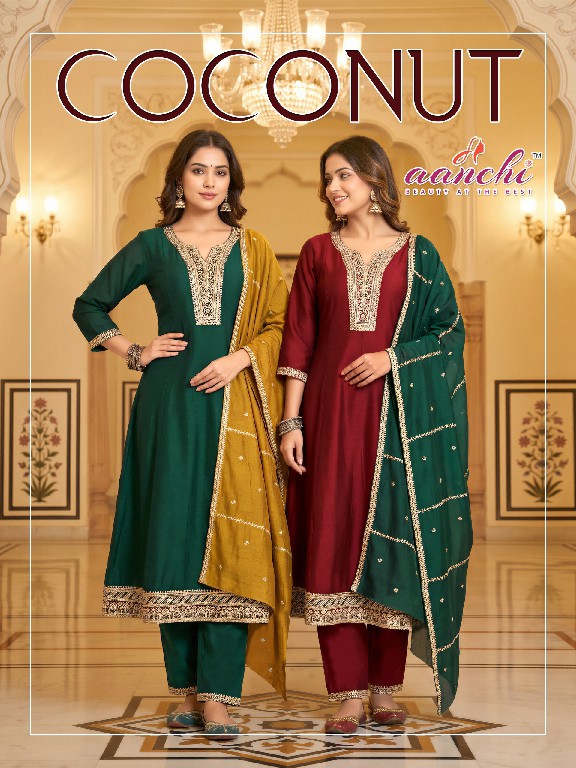 AANCHI COCONUT WHOLESALE READYMADE VICHITRA SILK LATEST FASHION 3 PCS SUITS SUPPLIER