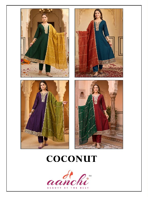 AANCHI COCONUT WHOLESALE READYMADE VICHITRA SILK LATEST FASHION 3 PCS SUITS SUPPLIER