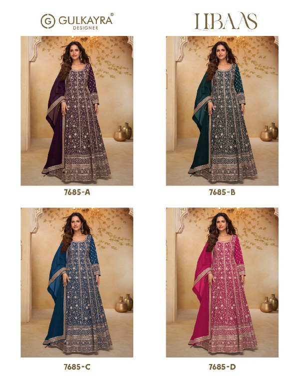 LIBAAS BY GULKAYRA DESIGNER WHOLESALE READYMADE REAL GEORGETTE PARTY WEAR GOWN WITH DUPATTA ONLINE