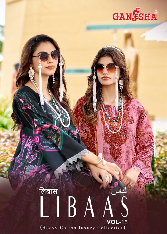 GANESHA LIBAAS VOL 15 WHOLESALE COTTON DIGITAL STYLE PRINTED REGULAR WEAR DRESS MATERIAL FOR EXPORT