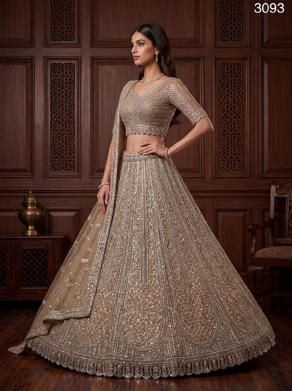 TEXTILEDEAL D.NO 3093 WHOLESALE PREMIUM NET WITH WORK WEDDING WEAR LEHENGA CHOLI FOR BRIDE ONLINE