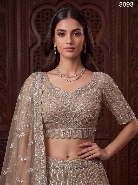 TEXTILEDEAL D.NO 3093 WHOLESALE PREMIUM NET WITH WORK WEDDING WEAR LEHENGA CHOLI FOR BRIDE ONLINE