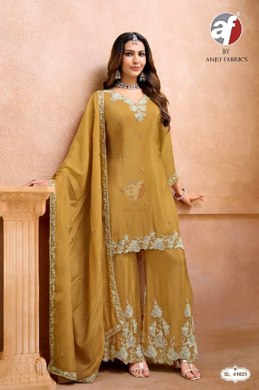ANJU FAB D.NO SL 41002-41038-41024 TO 41027 WHOLESALE READYMADE GLASS ORGANZA FESTIVE WEAR 3 PCS COMBO SET SUITS EXPORTER