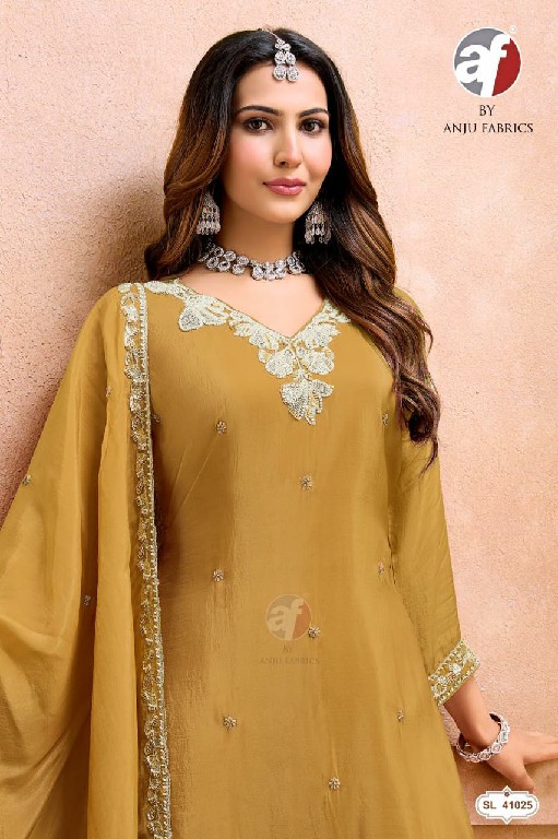 ANJU FAB D.NO SL 41002-41038-41024 TO 41027 WHOLESALE READYMADE GLASS ORGANZA FESTIVE WEAR 3 PCS COMBO SET SUITS EXPORTER