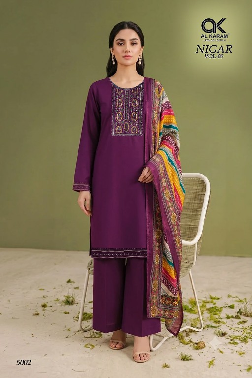 AL KARAM NIGAR VOL 5 WHOLESALE RAYON WITH WORK FANCY DRESS MATERIAL FOR EXPORT