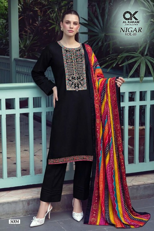 AL KARAM NIGAR VOL 5 WHOLESALE RAYON WITH WORK FANCY DRESS MATERIAL FOR EXPORT