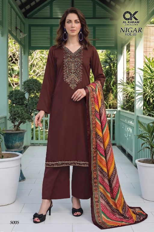AL KARAM NIGAR VOL 5 WHOLESALE RAYON WITH WORK FANCY DRESS MATERIAL FOR EXPORT