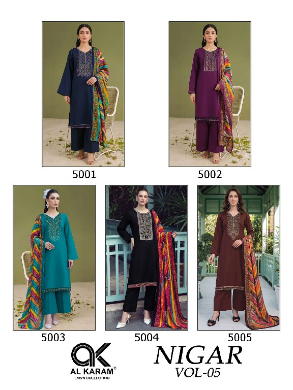 AL KARAM NIGAR VOL 5 WHOLESALE RAYON WITH WORK FANCY DRESS MATERIAL FOR EXPORT