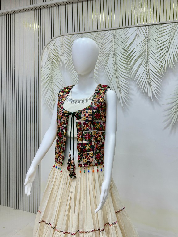 TEXTILEDEAL D.NO KD-15 WHOLESALE READYMADE KORA COTTON BEAUTIFUL LEHENGA CHOLI WITH SHRUG FOR EXPORT