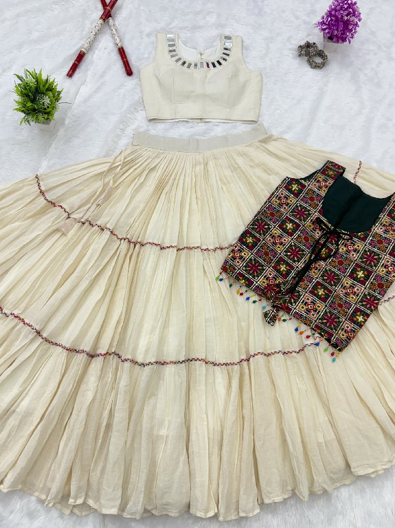 TEXTILEDEAL D.NO KD-15 WHOLESALE READYMADE KORA COTTON BEAUTIFUL LEHENGA CHOLI WITH SHRUG FOR EXPORT