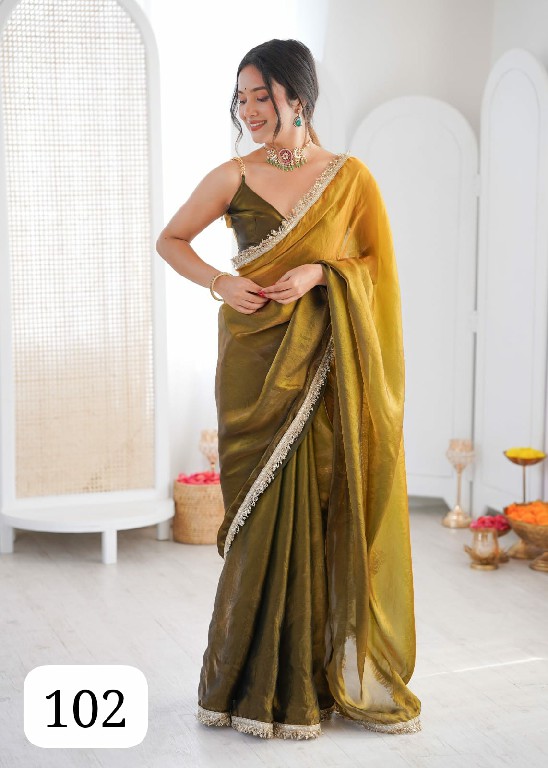 PURPLE CREATION MIDORI WHOLESALE FENDY SATIN SHADED WITH LACE BORDER FANCY INDIAN SAREES FOR WOMEN SUPPLIER