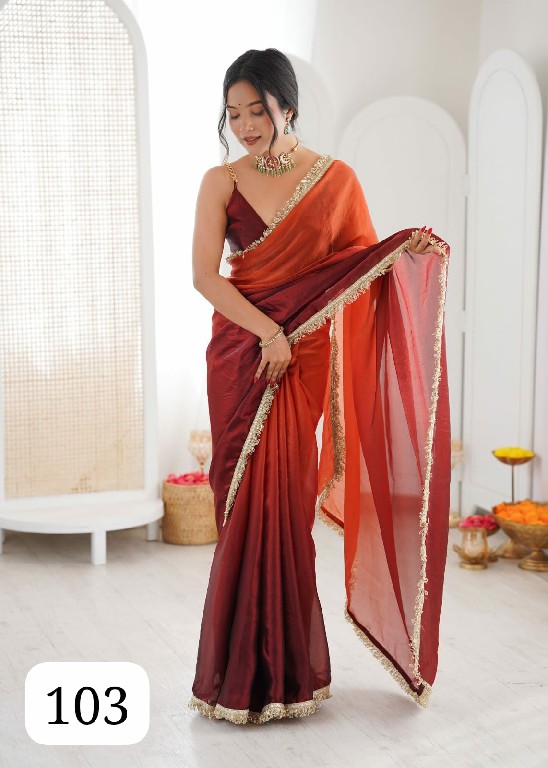 PURPLE CREATION MIDORI WHOLESALE FENDY SATIN SHADED WITH LACE BORDER FANCY INDIAN SAREES FOR WOMEN SUPPLIER