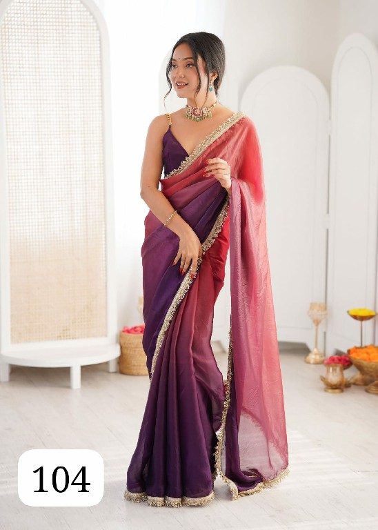 PURPLE CREATION MIDORI WHOLESALE FENDY SATIN SHADED WITH LACE BORDER FANCY INDIAN SAREES FOR WOMEN SUPPLIER