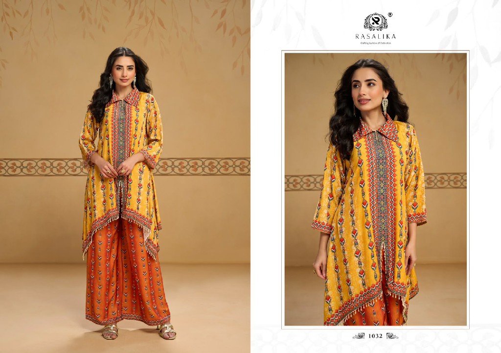 RASALIKA SUKH WHOLESALE READYMADE REAL CREP SILK MIRROR WORK CORD SET FOR EXPORT