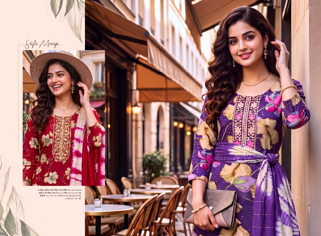 ASHWATH TRENDZ SHRUTI WHOLESALE READYMADE VETICAN FOIL PRINT STYLISH 3 PCS SUITS EXPORTER