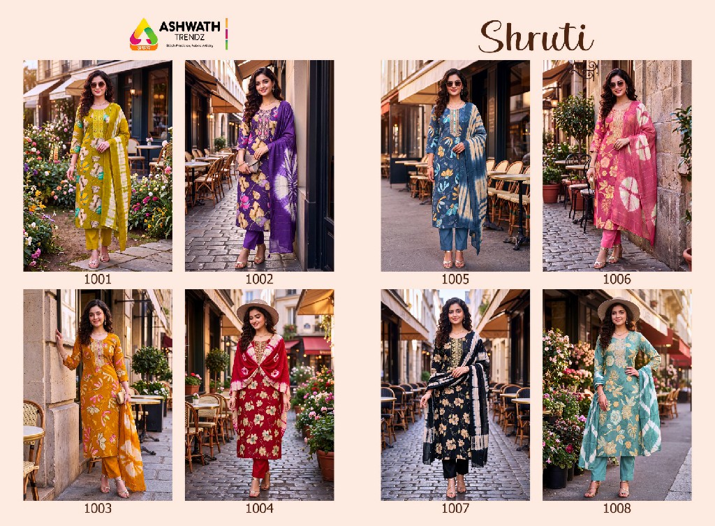 ASHWATH TRENDZ SHRUTI WHOLESALE READYMADE VETICAN FOIL PRINT STYLISH 3 PCS SUITS EXPORTER