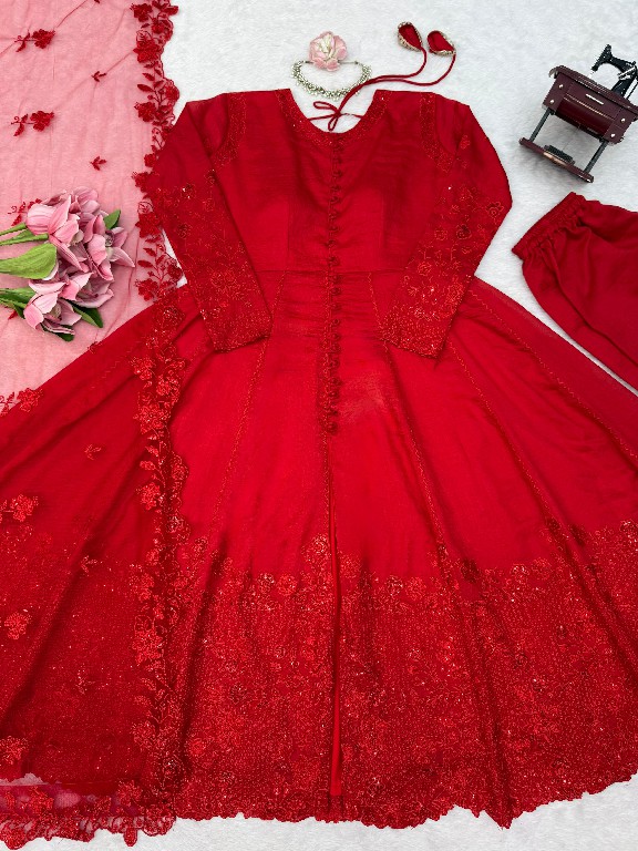 TEXTILEDEAL D.NO 6076 WHOLESALE READYMADE VICHITRA SILK DESIGNER ANARKALI 3 PCS SUITS EXPORTER