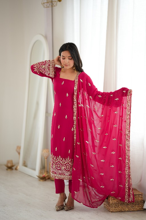 SP SERIES D.NO SP-86 WHOLESALE READYMADE FAUX GEORGETTE ETHNIC WEAR 3 PCS SUITS SUPPLIER