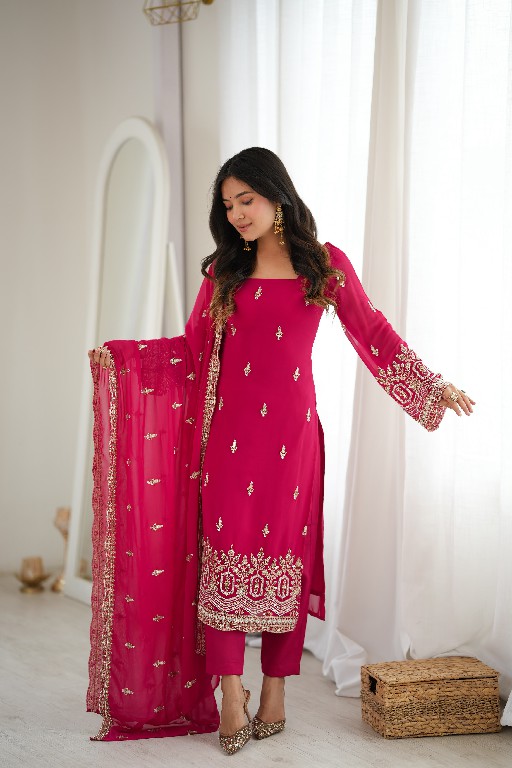 SP SERIES D.NO SP-86 WHOLESALE READYMADE FAUX GEORGETTE ETHNIC WEAR 3 PCS SUITS SUPPLIER