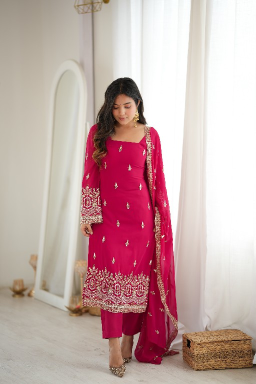 SP SERIES D.NO SP-86 WHOLESALE READYMADE FAUX GEORGETTE ETHNIC WEAR 3 PCS SUITS SUPPLIER