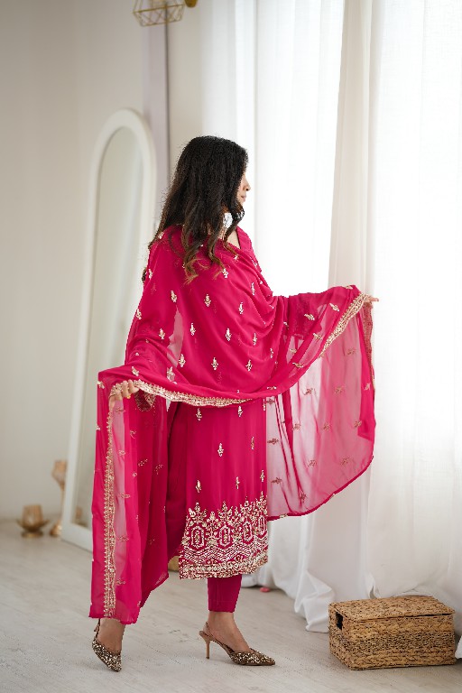 SP SERIES D.NO SP-86 WHOLESALE READYMADE FAUX GEORGETTE ETHNIC WEAR 3 PCS SUITS SUPPLIER