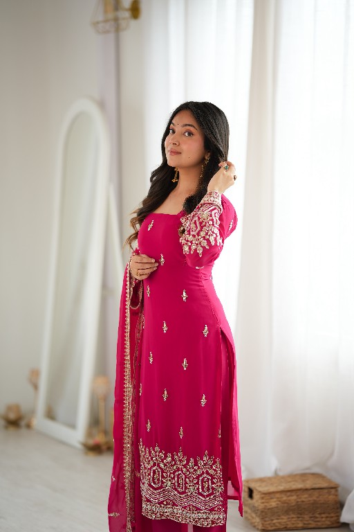 SP SERIES D.NO SP-86 WHOLESALE READYMADE FAUX GEORGETTE ETHNIC WEAR 3 PCS SUITS SUPPLIER