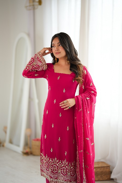 SP SERIES D.NO SP-86 WHOLESALE READYMADE FAUX GEORGETTE ETHNIC WEAR 3 PCS SUITS SUPPLIER