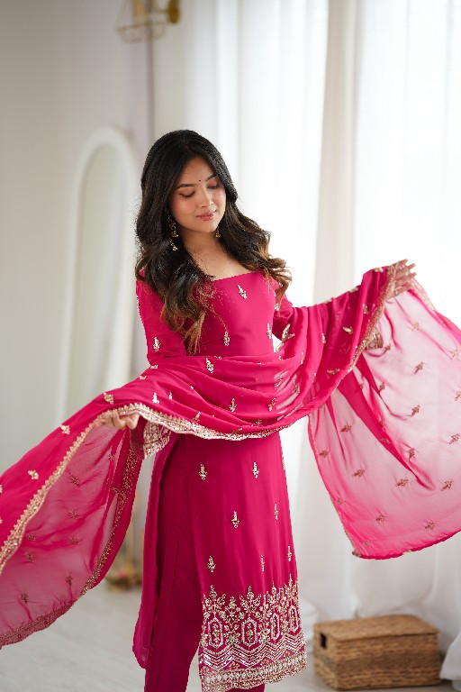 SP SERIES D.NO SP-86 WHOLESALE READYMADE FAUX GEORGETTE ETHNIC WEAR 3 PCS SUITS SUPPLIER