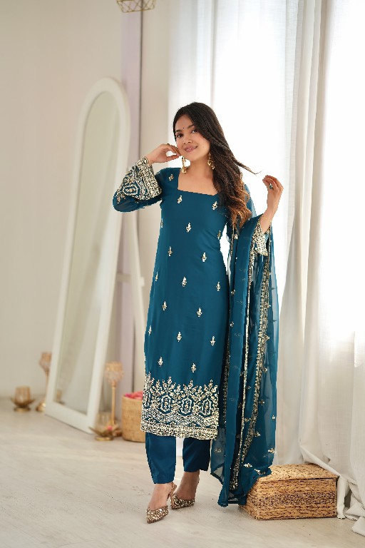 SP SERIES D.NO SP-86 WHOLESALE READYMADE FAUX GEORGETTE ETHNIC WEAR 3 PCS SUITS SUPPLIER