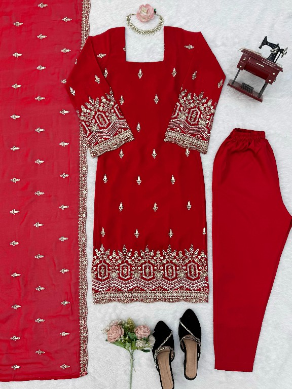 SP SERIES D.NO SP-86 WHOLESALE READYMADE FAUX GEORGETTE ETHNIC WEAR 3 PCS SUITS SUPPLIER