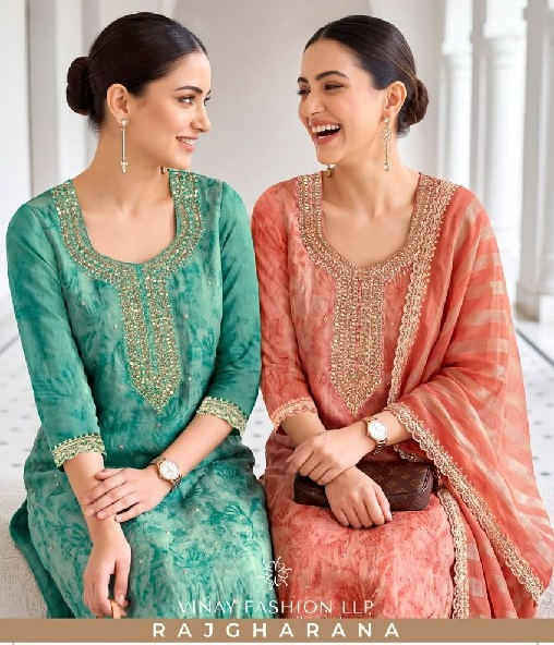 VINAY RAJGHARANA WHOLESALE SHIMMER SILK LUXURIOUS LOOK UNSTITCH SALWAR SUITS EXPORTER