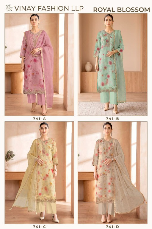 VINAY ROYAL BLOSSOM WHOLESALE ROYAL CRINKLE ELEGANT BEADS WORK UNSTITCH SALWAR SUITS SUPPLIER
