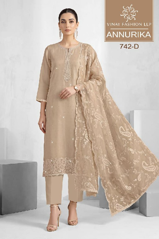 VINAY ANNURIKA WHOLESALE SOFT SHINING DOLOMINE INTRICATE WORK UNSTITCH SALWAR SUITS FOR EXPORT