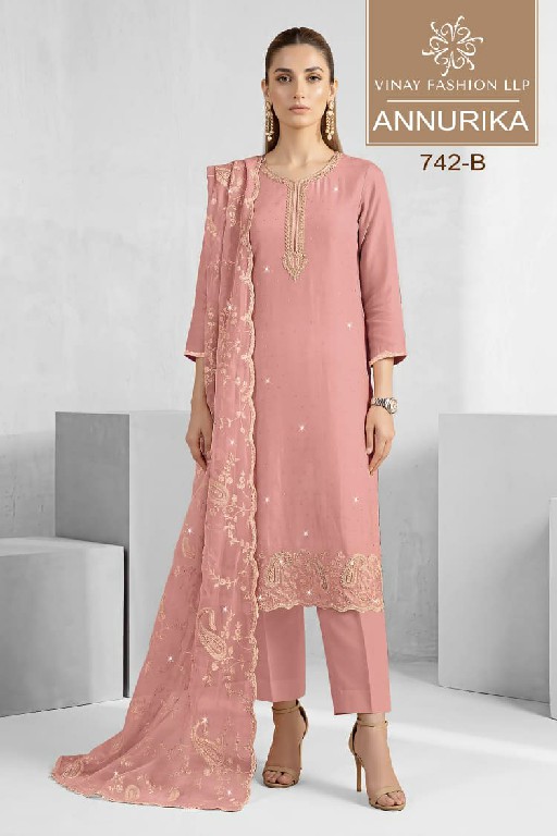 VINAY ANNURIKA WHOLESALE SOFT SHINING DOLOMINE INTRICATE WORK UNSTITCH SALWAR SUITS FOR EXPORT