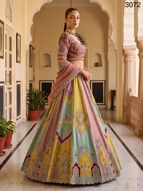 TEXTILEDEAL D.NO 3072 WHOLESALE BANARASI SILK DESIGNER PARTY WEAR LEHENGA CHOLI FOR EXPORT