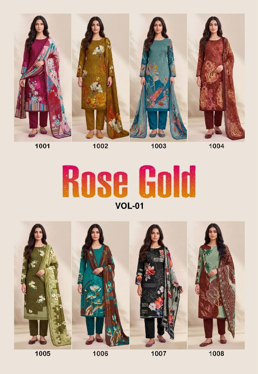 METRIKA DESIGNS ROSE GOLD VOL 1 WHOLESALE HEAVY COTTON DIGITAL PRINT WITH WORK UNSTITCH SALWAR SUITS EXPORTER