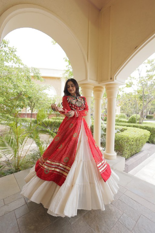 TEXTILEDEAL D.NO 5085 WHOLESALE READYMADE KORA COTTON NAVRATRI COLLECTION LEHENGA WITH KURTI FOR WOMEN ONLINE