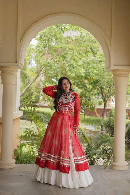 TEXTILEDEAL D.NO 5085 WHOLESALE READYMADE KORA COTTON NAVRATRI COLLECTION LEHENGA WITH KURTI FOR WOMEN ONLINE