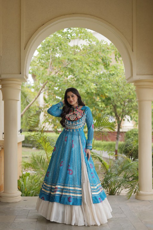 TEXTILEDEAL D.NO 5085 WHOLESALE READYMADE KORA COTTON NAVRATRI COLLECTION LEHENGA WITH KURTI FOR WOMEN ONLINE