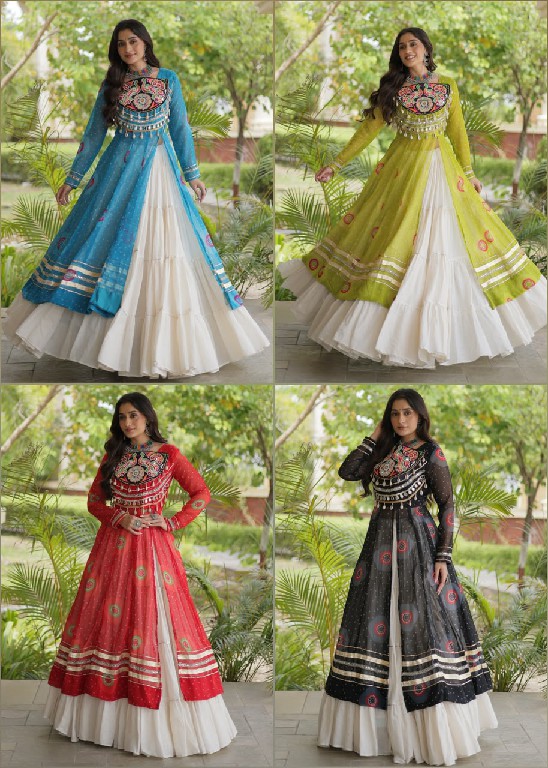TEXTILEDEAL D.NO 5085 WHOLESALE READYMADE KORA COTTON NAVRATRI COLLECTION LEHENGA WITH KURTI FOR WOMEN ONLINE