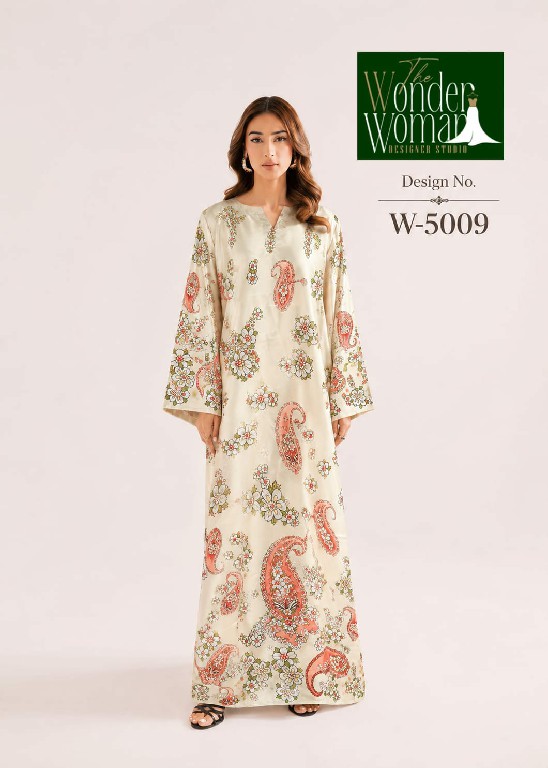 WONDER WOMAN D.NO 5009 WHOLESALE READYMADE PREMIUM MAL SATIN BEAUTIFUL LONG KAFTAN COMBO FOR WOMEN ONLINE