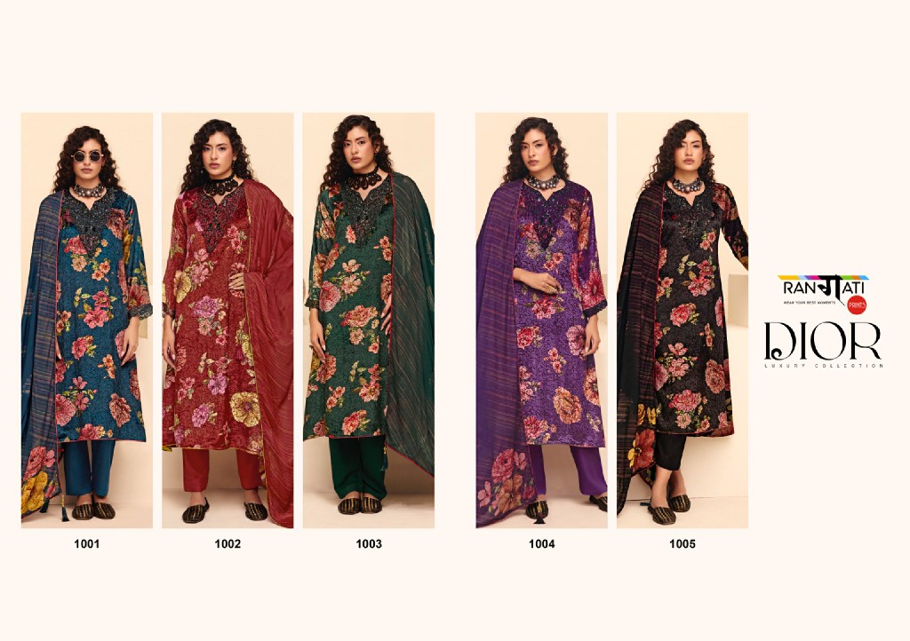 RANGATI PRINTS DIOR WHOLESALE PALACHI VELVET WINTER WEAR UNSTITCH SALWAR SUITS EXPORTER