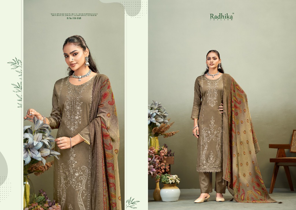 AZARA BY RADHIKA FASHION ZAIRA VOL 1 WHOLESALE PURE ZAM COTTON WITH WORK UNSTITCH SALWAR SUITS SUPPLIER