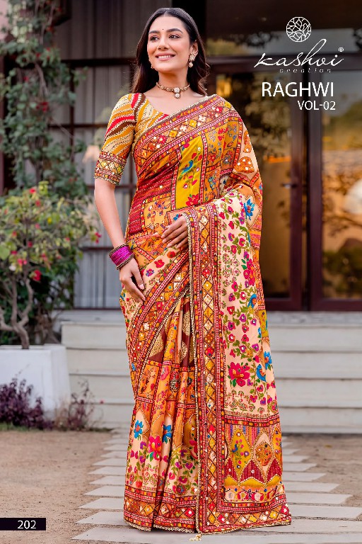 KASHVI CREATION RAGHWI VOL 2 WHOLESALE CHINON WITH WORK FASHIONABLE INDIAN SAREES FOR WOMEN EXPORTER