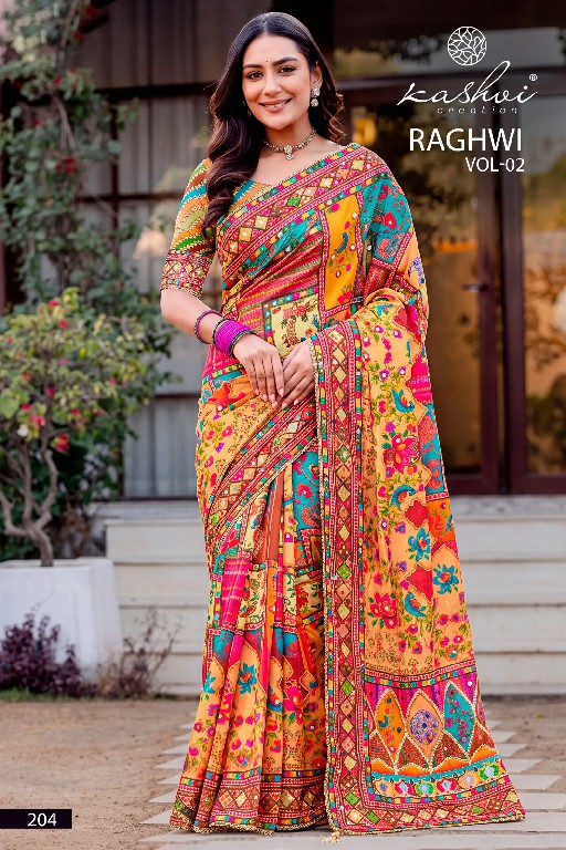 KASHVI CREATION RAGHWI VOL 2 WHOLESALE CHINON WITH WORK FASHIONABLE INDIAN SAREES FOR WOMEN EXPORTER